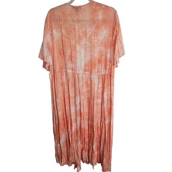 Torrid Kimono Duster Open Front Kimono Plus Size 3X Orange White Tie Dye Kimono - Picture 10 of 10